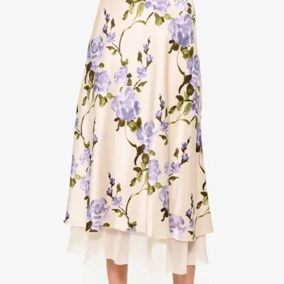 Cami NYC Genoa Silk Midi Skirt XS – Moonflower Watercolor Print NWT - Picture 8 of 14